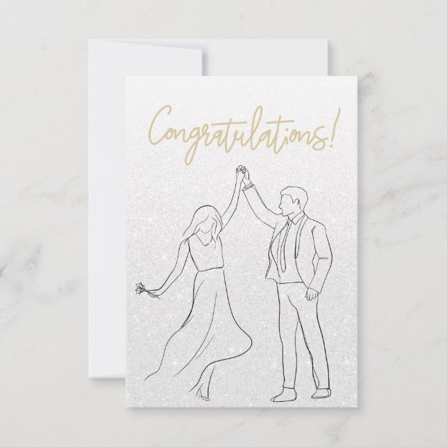 Carte Mariage Félicitations Blanc élégant (Devant)