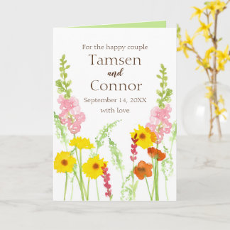 Carte Mariage Félicitations Fleurs sauvages Personnalisé