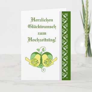 Carte Mariage Félicitations Floral Heart Bird Allemand