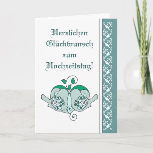 Carte Mariage Félicitations Floral Heart Bird Allemand