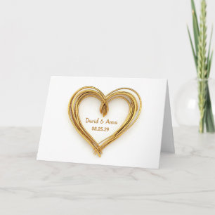 Carte Mariage Félicitations Gold Wire Heart