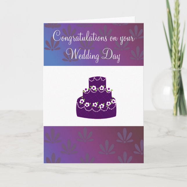 Carte Mariage Félicitations Purple Mariage Gâteau (Devant)