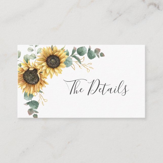Carte Mariage Feuille Sunflower Eucalyptus (Devant)