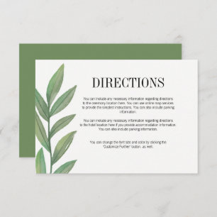 Carte Mariage Feuille Watercolor Green