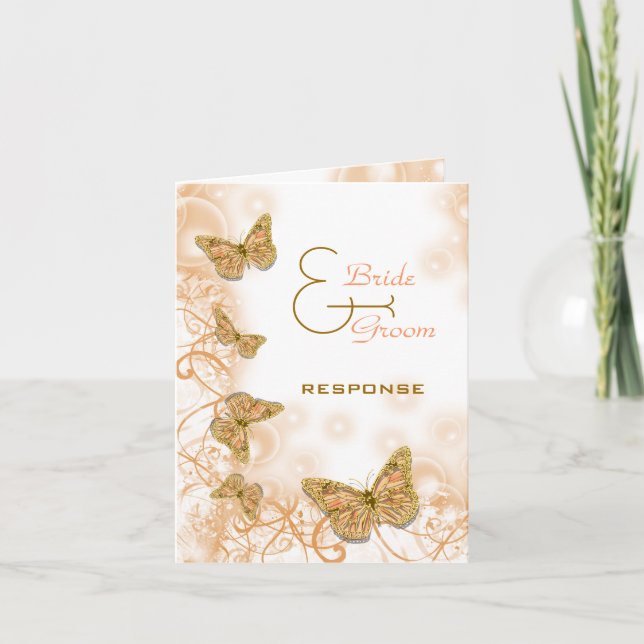 Carte Mariage fiançailles anniversaire or corail (Devant)