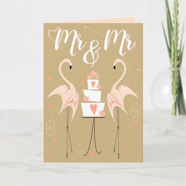 Carte Mariage Flamant M & M Texte rose à l'intérieur (Devant)