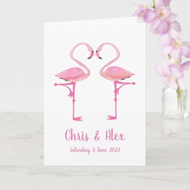 Carte mariage flamants roses (Orchidée)