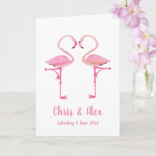 Carte mariage flamants roses