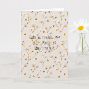 Carte Mariage Fleurs de cœur brun rose Shower de mariage