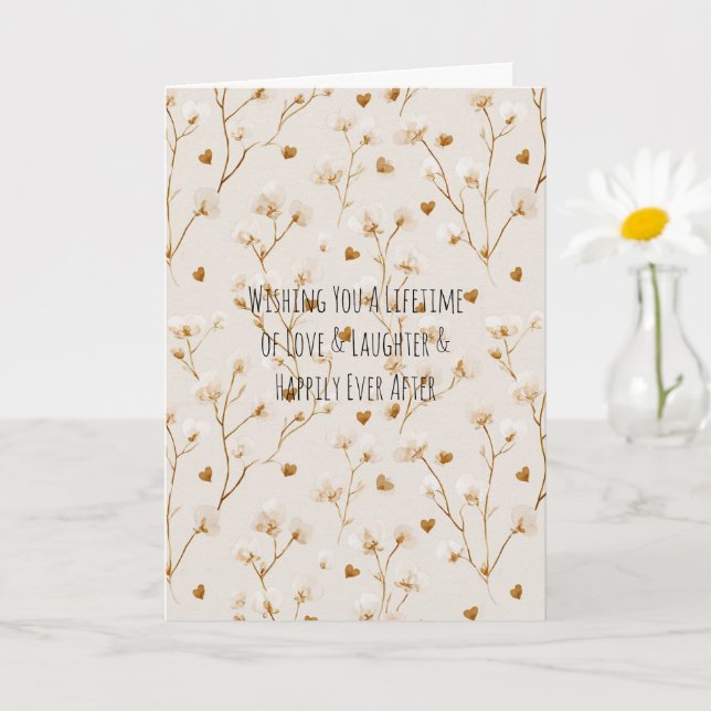 Carte Mariage Fleurs de cœur brun rose Shower de mariage (Petite plante)
