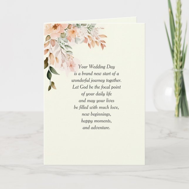 Carte Mariage floral avec texte religieux (Devant)