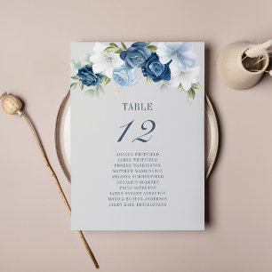 Carte Mariage Floral Blanc Bleu