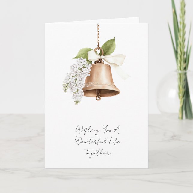 Carte Mariage floral blanc de Bell or rustique (Devant)