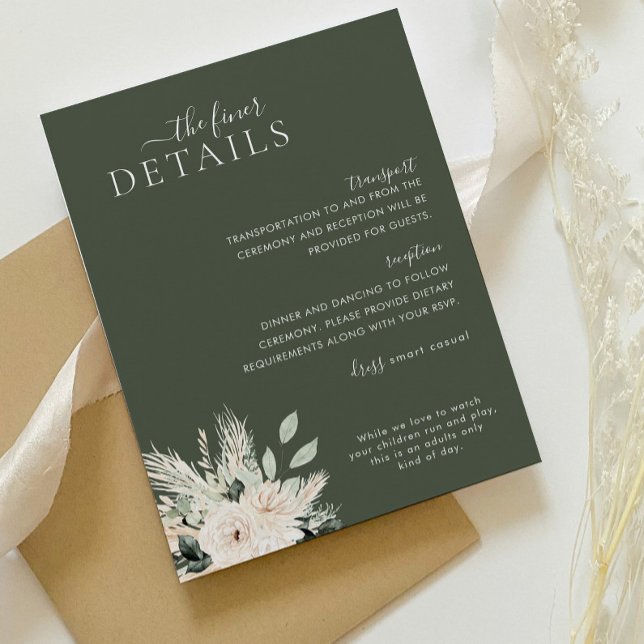 Carte Mariage Floral Blanc Vert Détail Victoria (VICTORIA | Details Enclosure Card | Matching items available)