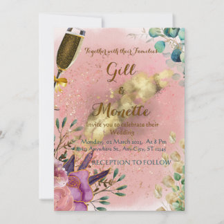 Carte Mariage Floral Champagne