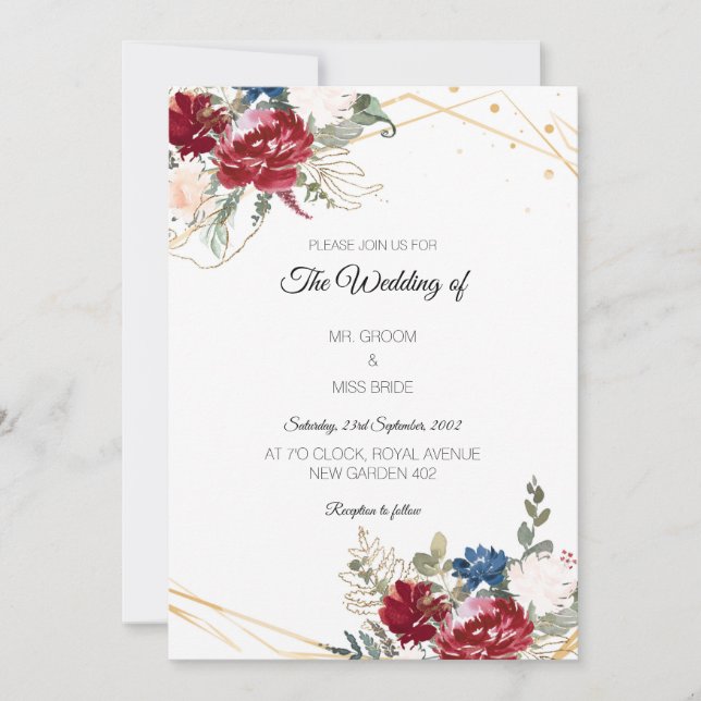 Carte Mariage Floral WaterColor (Devant)
