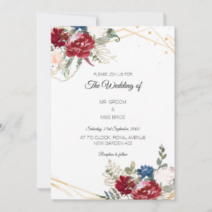 Carte Mariage Floral WaterColor