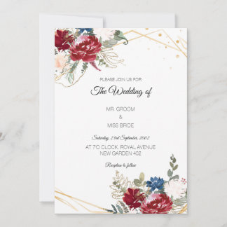 Carte Mariage Floral WaterColor