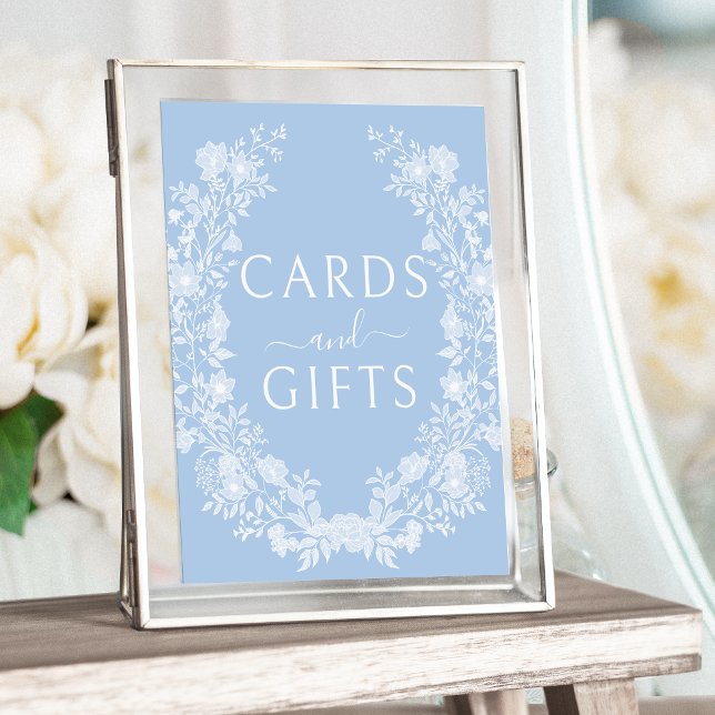 Carte mariage florale bleue et affiche cadeau (Créateur téléchargé)