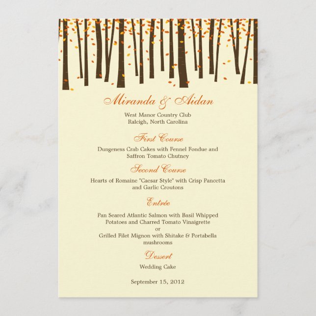 Carte Mariage Forest Trees - Orange - (Devant)