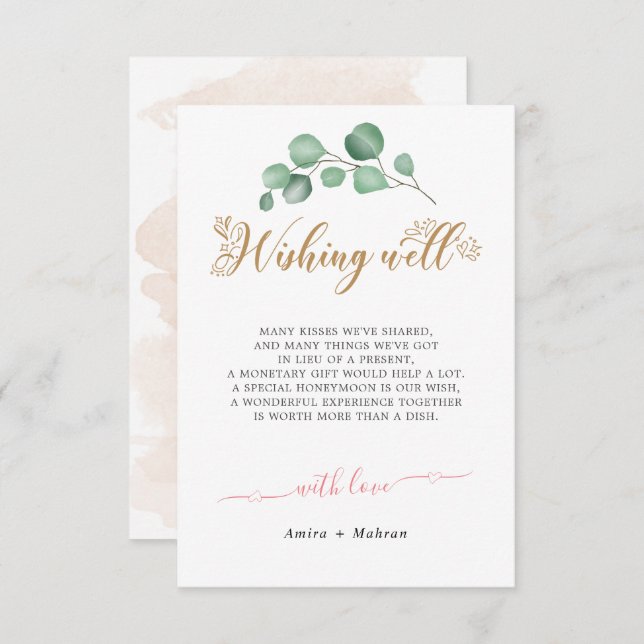 Carte Mariage Gold Greenery (Devant / Derrière)