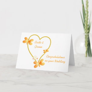 Carte Mariage Gold Heart And Butterflies