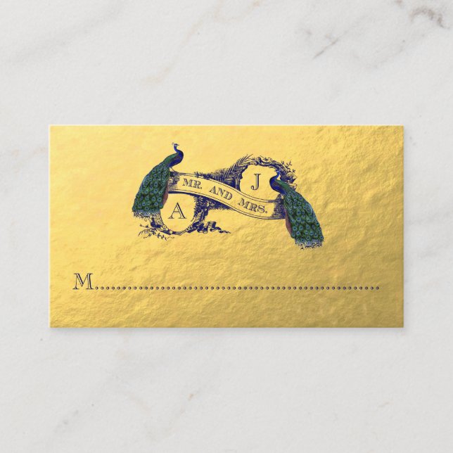 Carte Mariage Gold Peacock (Devant)