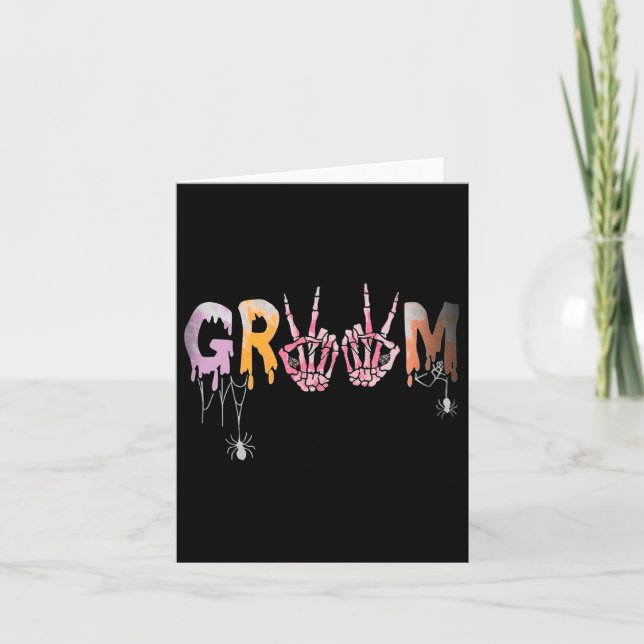 Carte Mariage gothique Éffrayant Halloween Squelette Gro (Devant)