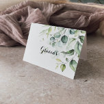 Carte Mariage Gracias Aquarelle Eucalyptus pliée<br><div class="desc">Cette carte de gracias mariage pliée à l'eucalyptus aquarelle est parfaite pour un mariage rustique. Cette conception artistique présente un feuillage vert d'eucalyptus dessiné à la main, aquarelle, inspirant la beauté naturelle. Personnalisez l'intérieur de la carte avec vos noms, et un message de remerciement. Ou laissez la section de message...</div>
