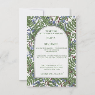 Carte Mariage Gravure Botanique Vintage Classique