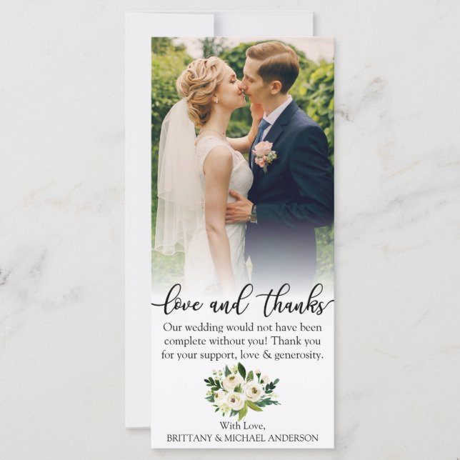 Carte Mariage Green Floral Love and Thanks (Devant)