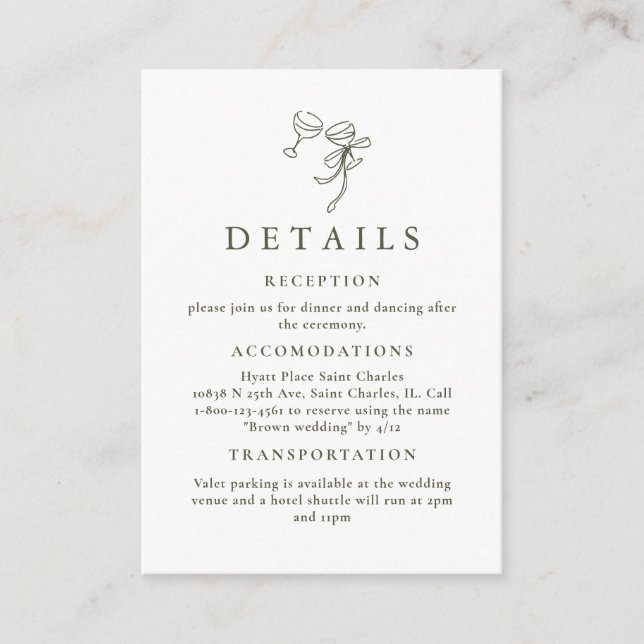 Carte Mariage HEIDI Olive Green (Devant)