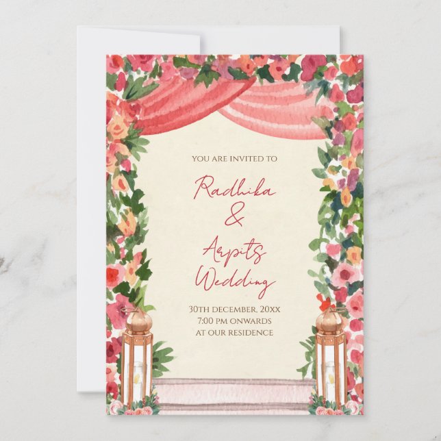 Carte mariage indienne d'invitation numérique hind (Devant)