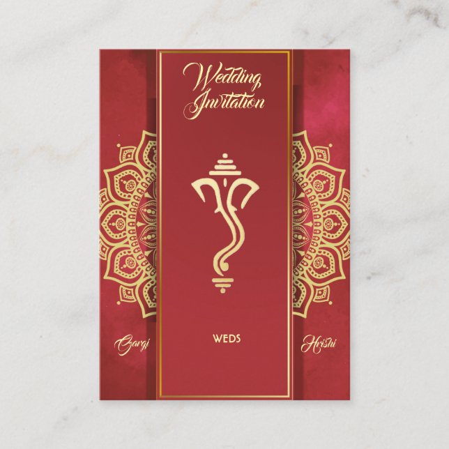 Carte mariage indienne hindou Ganesha (Devant)