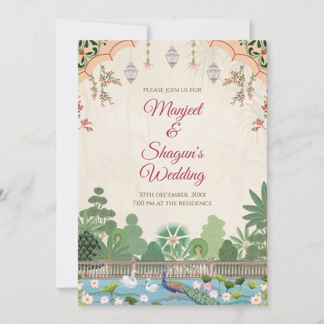 Carte mariage indienne numérique Invitation au mar (Devant)