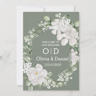 Carte Mariage Invitation Fleur Verte