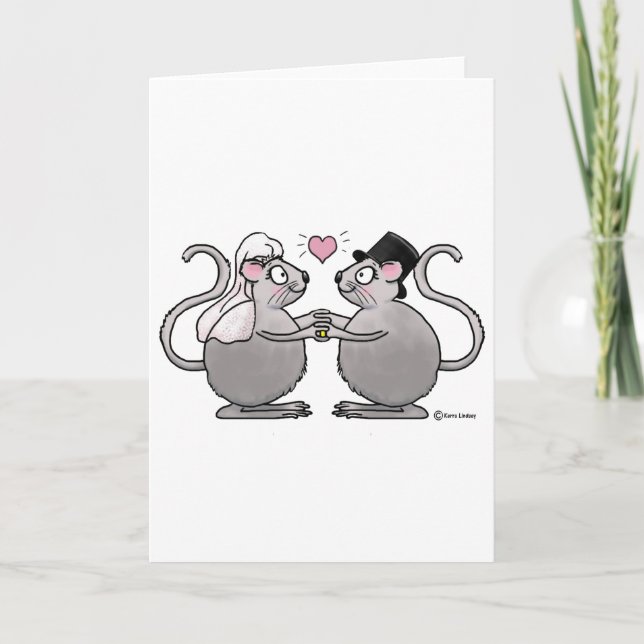 Carte Mariage Je viens de me marier Anniversaire Souris  (Devant)