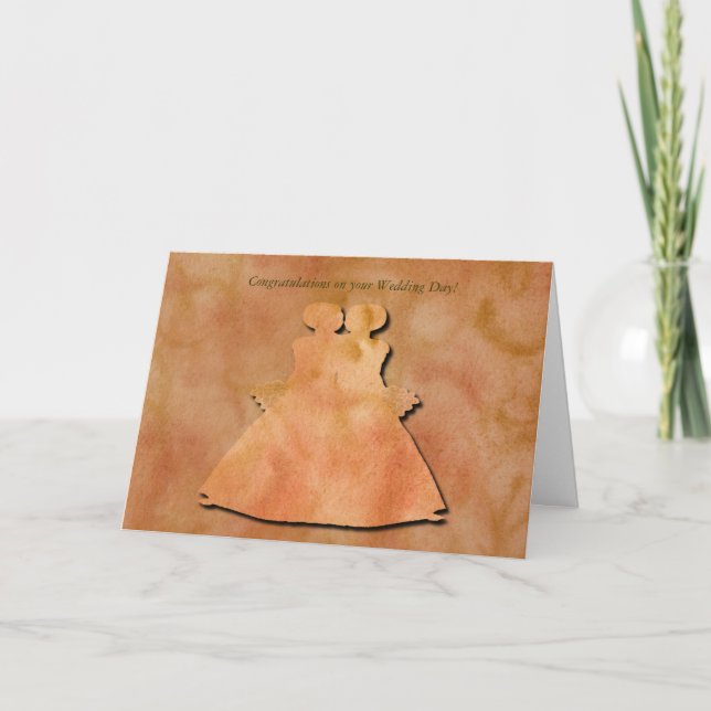 Carte Mariage Lesbienne Orange Swirl (Devant)
