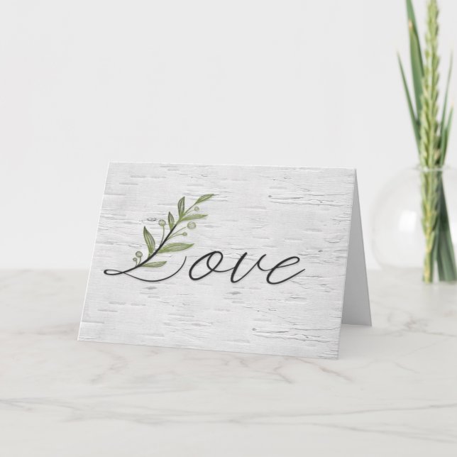 Carte Mariage Love Leaf sur Birch (Devant)