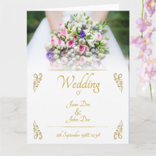 Carte Mariage - mariée avec un bouquet de mariage coloré