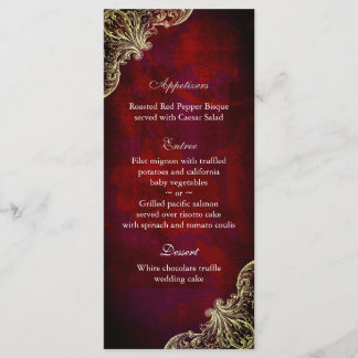 Carte mariage Menu Rouge Rose Jardin Noël