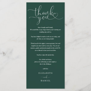Carte Mariage Merci Emerald Green Script
