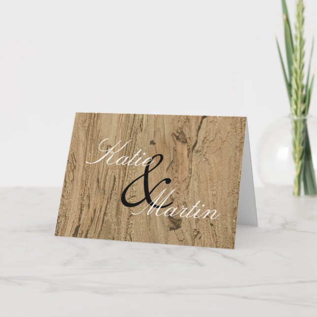 Carte Mariage Merci naturel Woodgrain Photo Rustique (Devant)