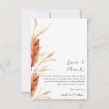 Carte Mariage Merci Pampas