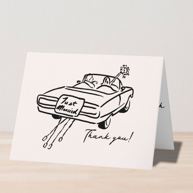 Carte mariage Merci sketchy voiture mariée (Créateur téléchargé)