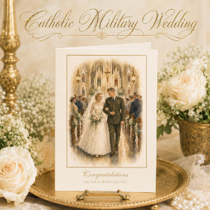 Carte Mariage Militaire Catholique Vintage Mariée Marié