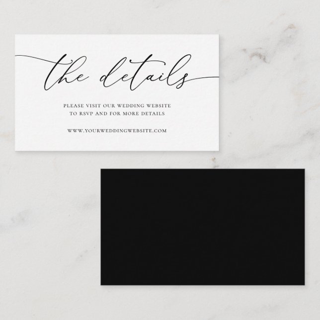 Carte Mariage minimaliste noir et blanc (Devant / Derrière)