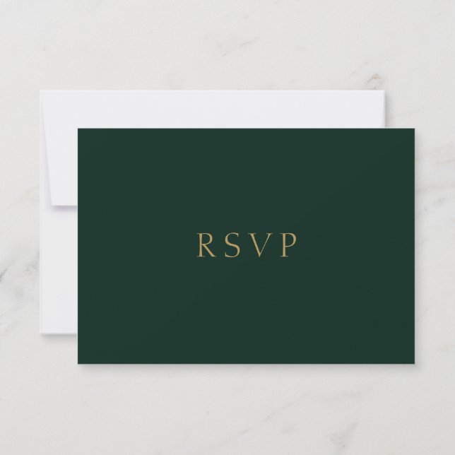 Carte Mariage moderne Dark Green RSVP (Dos)