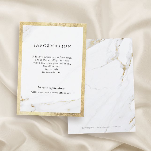 Carte mariage moderne en marbre d'or Faux (Faux gold marble modern wedding enclosure card)