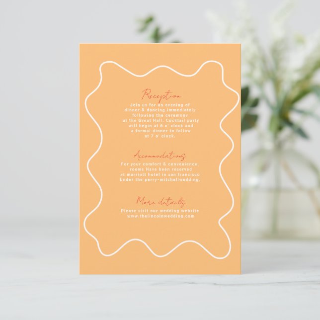Carte Mariage moderne orange Fun Retro (Debout devant)